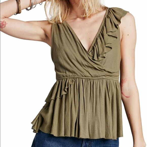 Free People Float Away Tank Green NWT - Picture 1 of 8